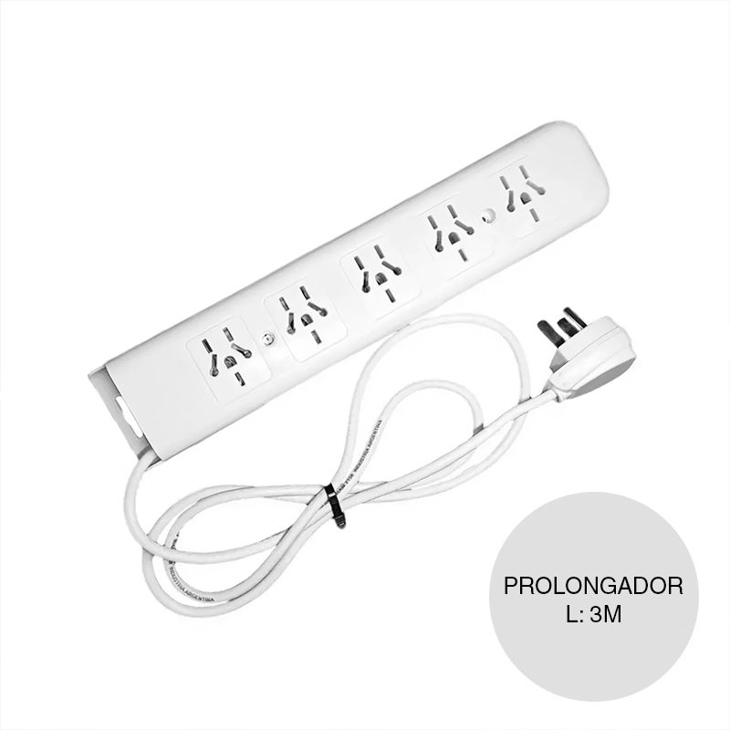 Prolongador multiple 5 tomacorriente c/cable 3m