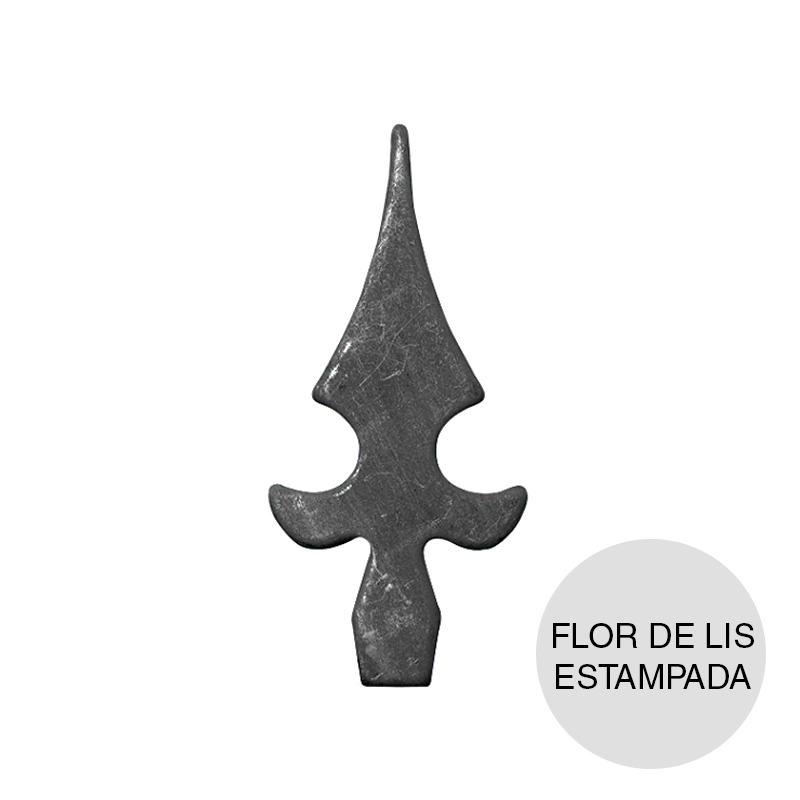 Punta flor de lis estampada chapa 50mm x 105mm