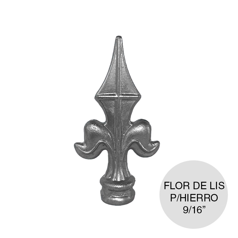 Punta flor de lis grande p/hierro 9/16" aluminio 76mm x 146mm
