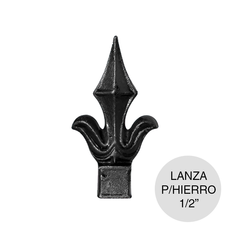 Punta lanza base cuadrada p/hierro 1/2" fundicion 60mm x 110mm