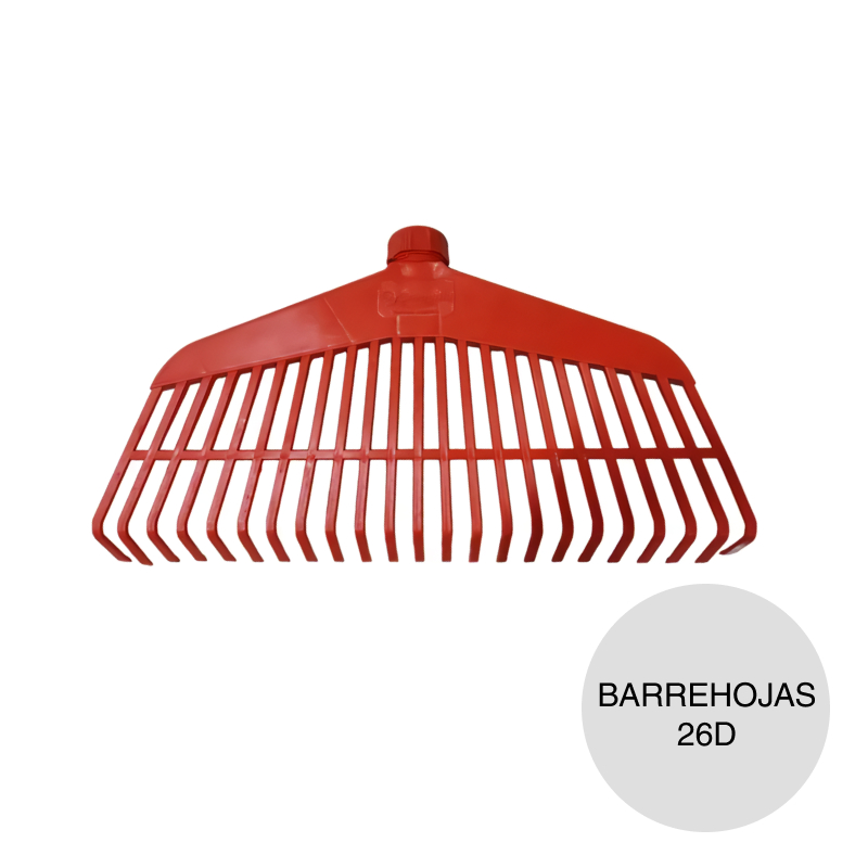 Rastrillo barrehojas 26D s/mango plastico rojo