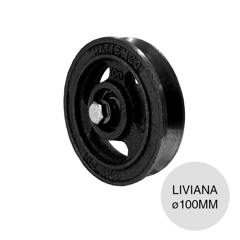 Rueda liviana ruleman p/porton corredizo fundicion ø 100mm