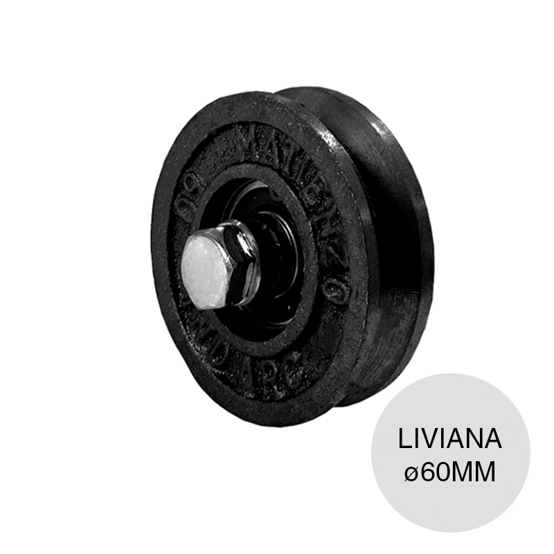 Rueda liviana ruleman p/porton corredizo fundicion ø 60mm