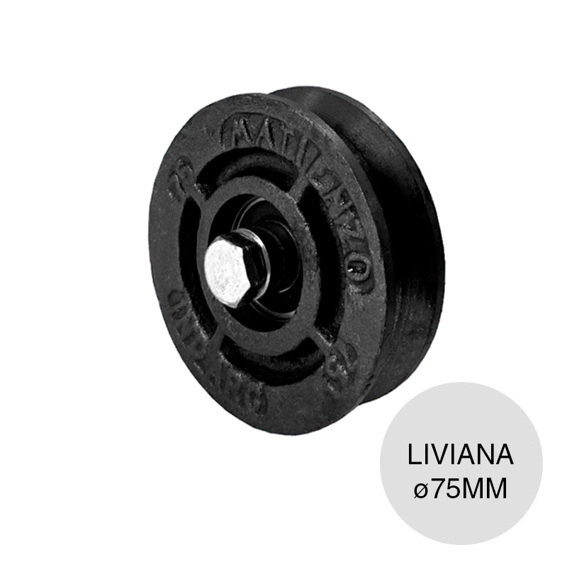 Rueda liviana ruleman p/porton corredizo fundicion ø 75mm