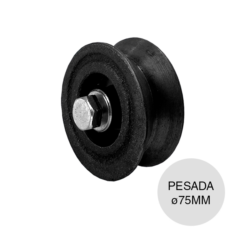 Rueda pesada ruleman p/porton corredizo fundicion ø 75mm