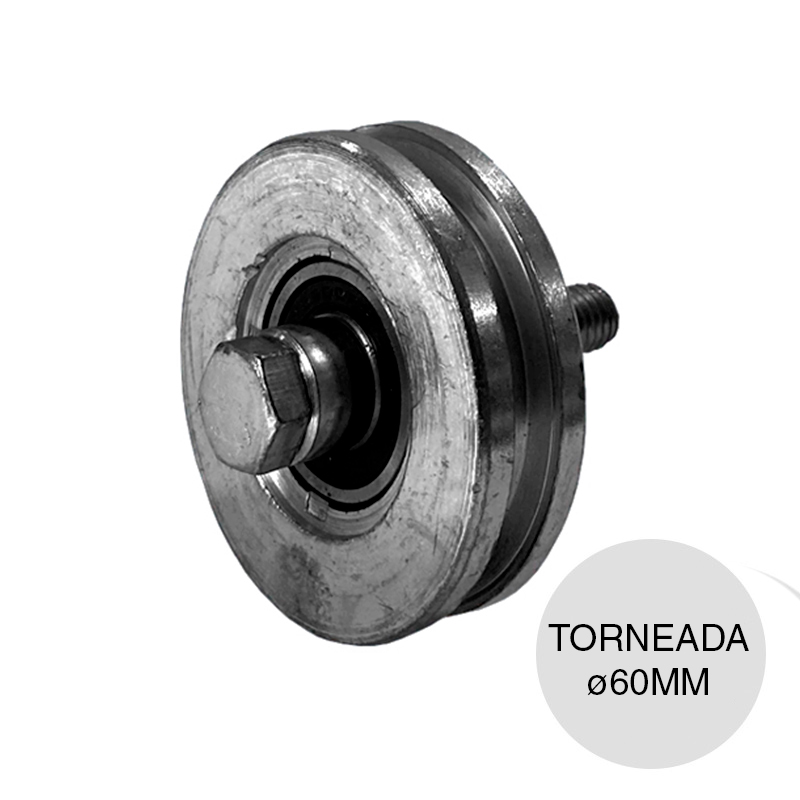 Rueda torneada ruleman p/porton corredizo acero ø 60mm