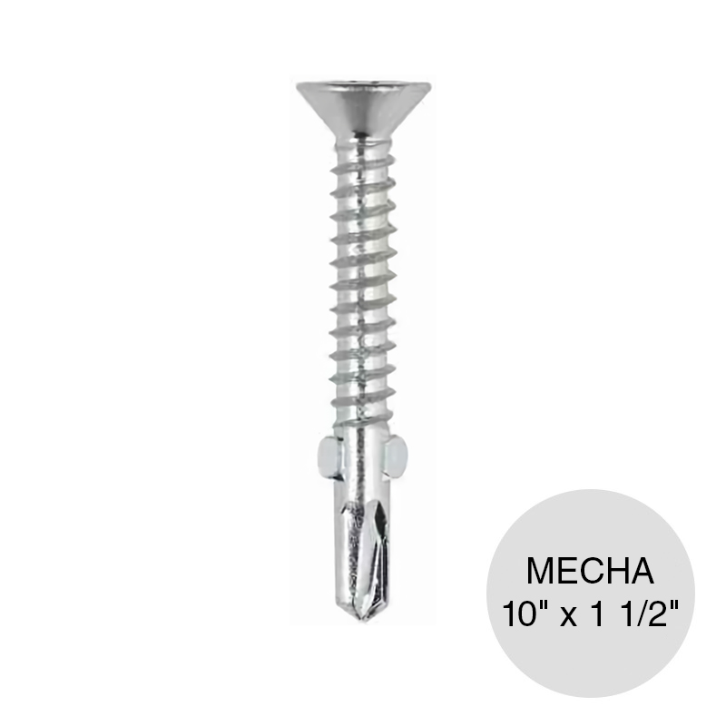Tornillo autoperforante T3 punta mecha aletado 10" x 1 1/2"