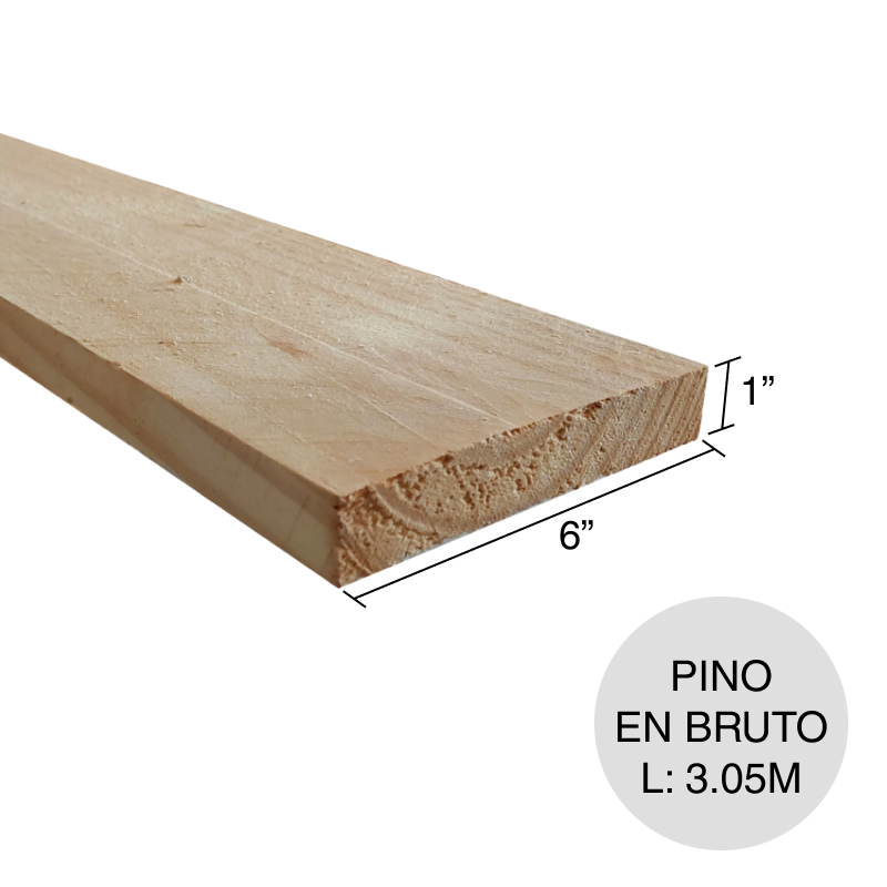 Tabla pino en bruto 1" x 6" x 3.05m