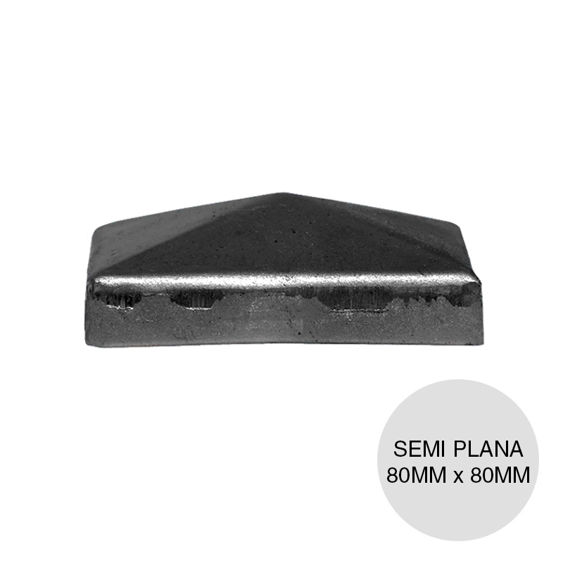 Tapa semi plana cuadrada chapa 80mm x 80mm
