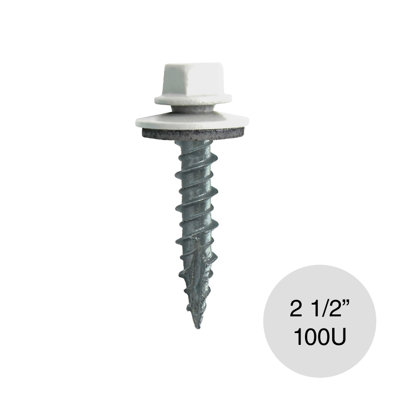 Tornillo autoperforante chapa madera punta aguja blanco 2 1/2" bolsa x 100u