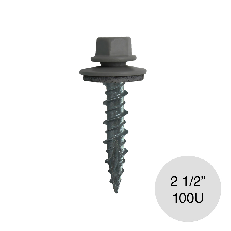 Tornillo autoperforante chapa madera punta aguja gris 2 1/2" bolsa x 100u