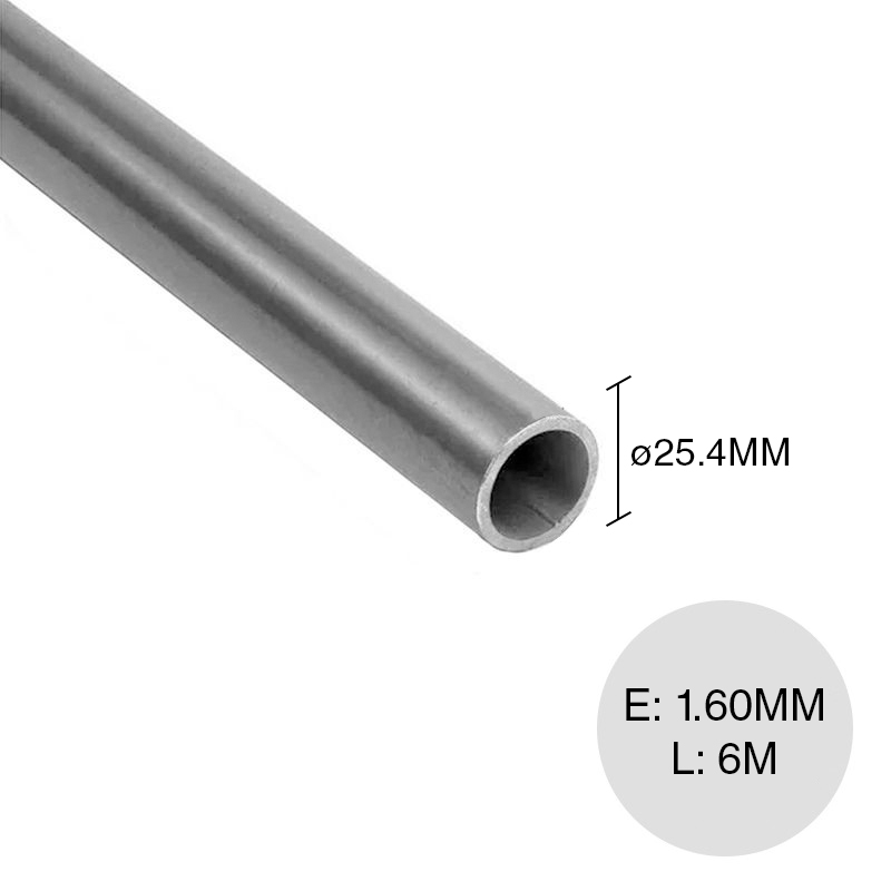 Caño redondo estructural acero 1.60mm x ø 25.4mm - ø 1" x 6m