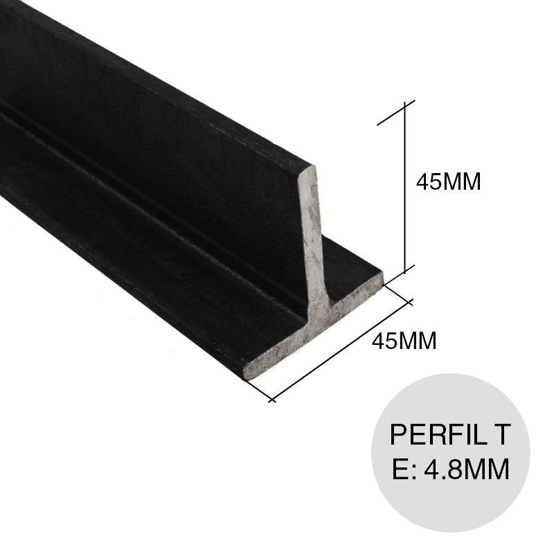 Perfil T acero laminado en caliente 6m x 1 3/4" x 3/16"