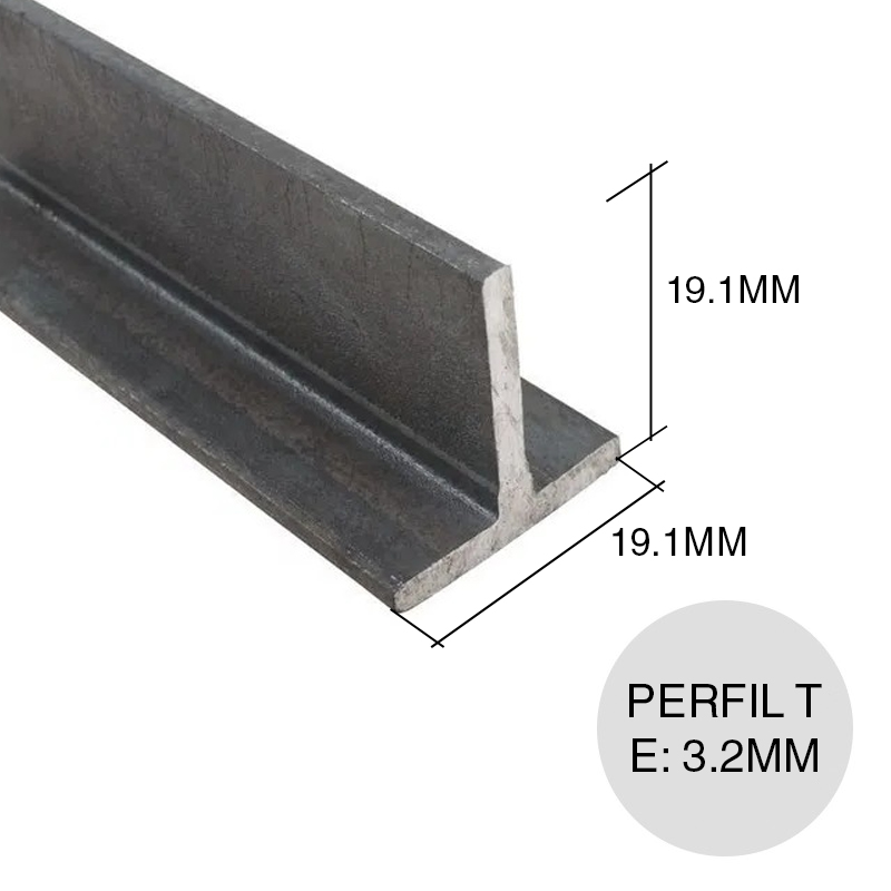 Perfil T estructural acero 6m x 3/4" x 1/8"