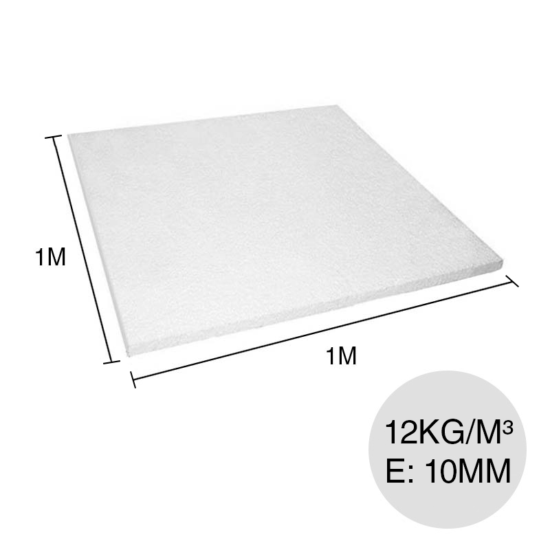 Placa aislante termico acustico EPS densidad 12kg/m³ 10mm x 1m x 1m