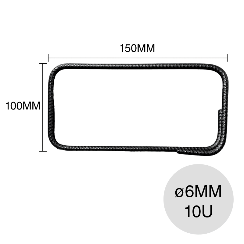 Estribo hierro construccion ø 6mm x 100mm x 150mm pack x 10u
