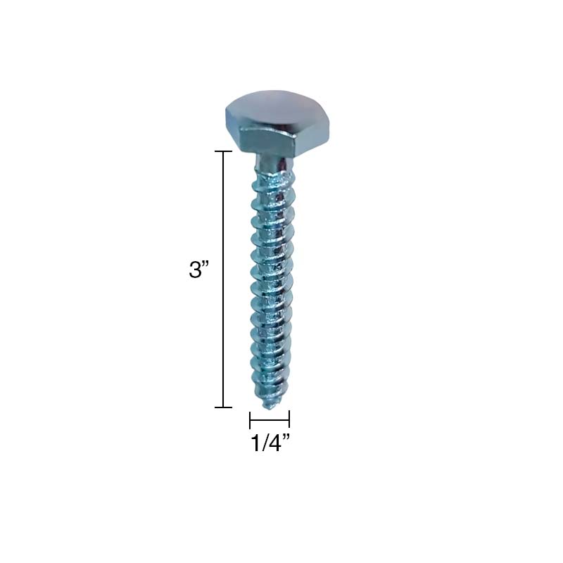 Tirafondo cabeza hexagonal acero zincado 1/4" x 3"