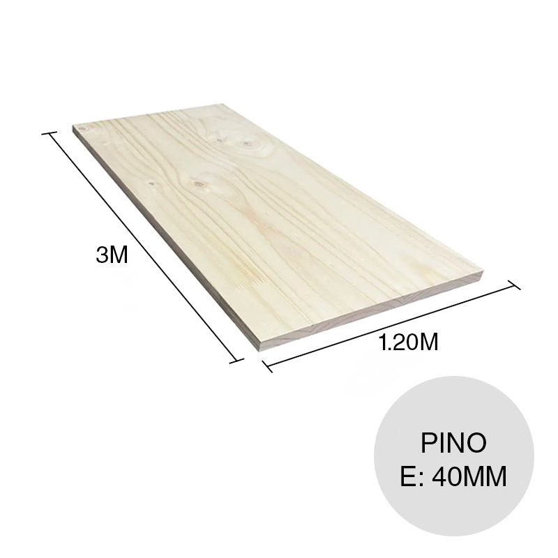Tablero Finger Pino con nudo 40mm x 1.20m x 3m