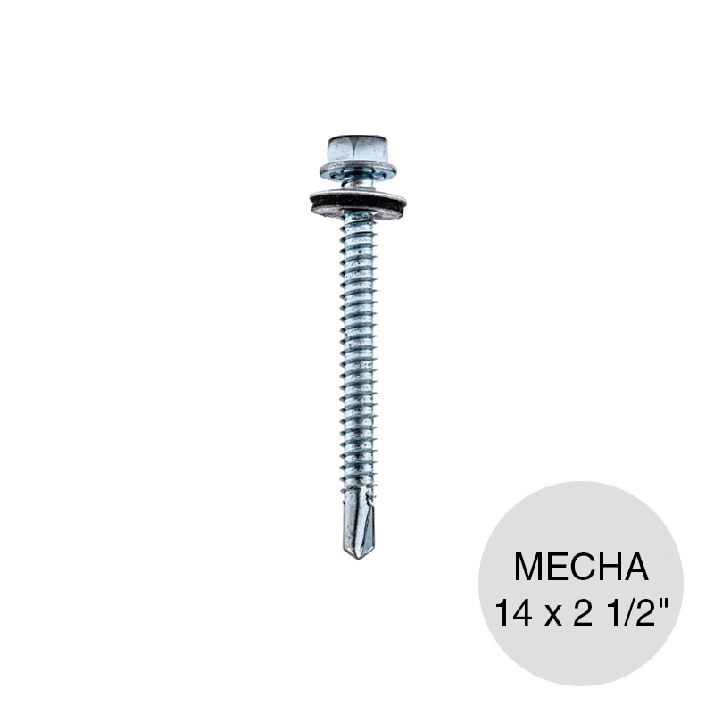 Tornillo autoperforante c/arandela punta mecha hexagonal 14 x 2 1/2"