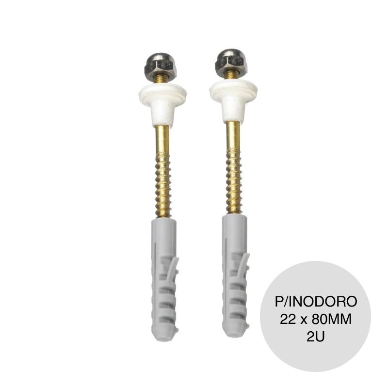Tornillo p/inodoro 22 x 80mm c/ tarugo pack x 2u