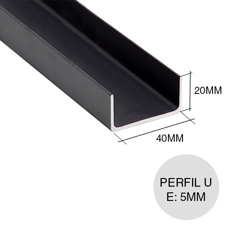 Perfil En U | Fabricado En Aluminio | Acabado En Anodizado Mate | Medidas 20*20*1000 Mm