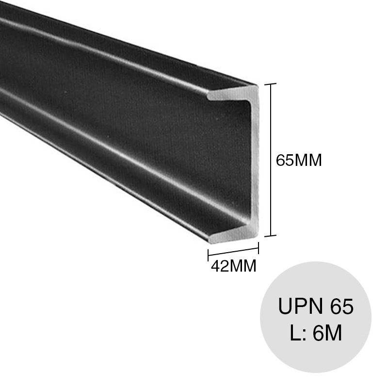 Perfil UPN 65 acero laminado estructuras metalicas 5.5mm x 42mm x 65mm x 6m