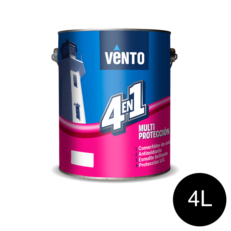 Esmalte sintetico convertidor de oxido 4 en 1 exterior interior negro brillante lata x 4l