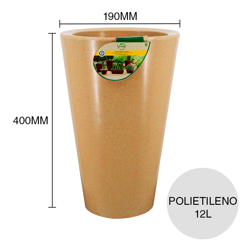 Maceta conica 12l Joinville polietileno simil piedra beige ø 190mm x 400mm