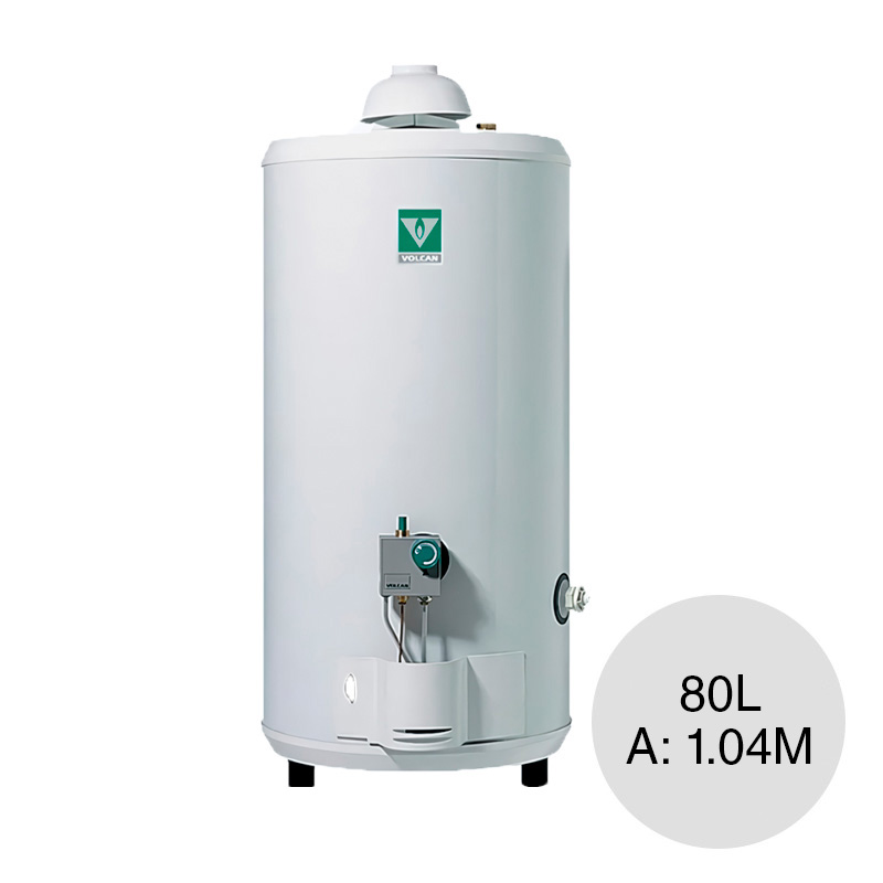 Termotanque conexion superior gas natural y licuado de petroleo 80l ø 496mm x 1.04m