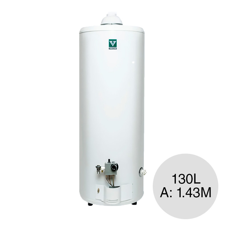 Termotanque conexion superior gas natural y licuado de petroleo 130l ø 496mm x 1.43m