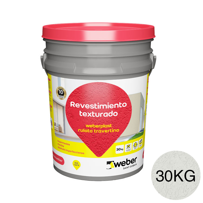 Revestimiento plastico texturado Weberplast RTF fino gris perla balde x 30kg