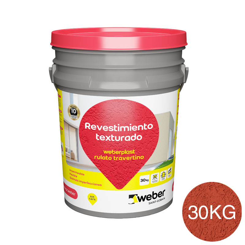 Revestimiento plastico texturado Weberplast RTF fino terracota balde x 30kg