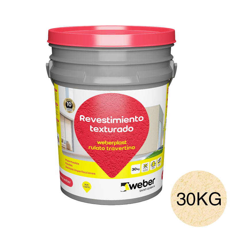 Revestimiento plastico texturado Weberplast RTF fino piedra paris balde x 30kg