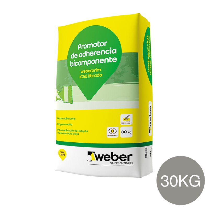 Promotor adherencia Weberprim IC-52 fibrado bicomponente gris bolsa x 30kg