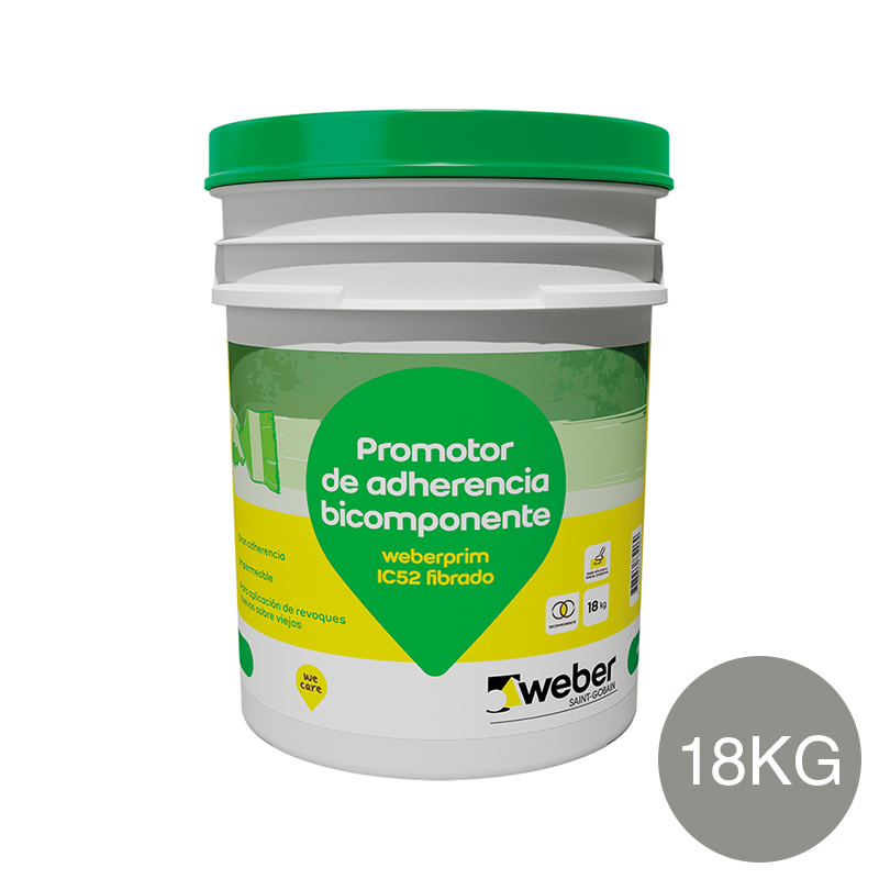 Promotor adherencia Weberprim IC-52 fibrado bicomponente gris balde x 18kg