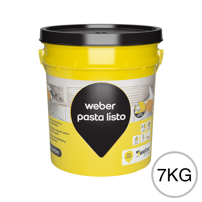 Pegamento adhesivo Weber Pasta Listo interior blanco balde x 7kg