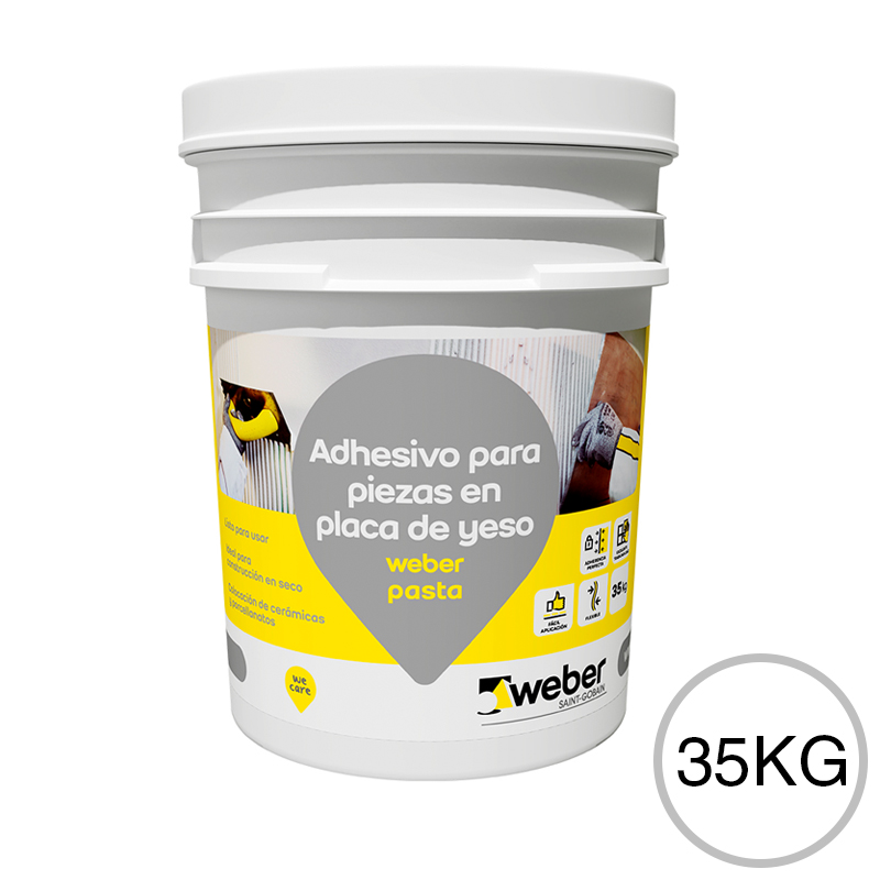 Pegamento revestimientos listo para usar Weber Pasta piezas en placa de yeso interior balde x 35kg