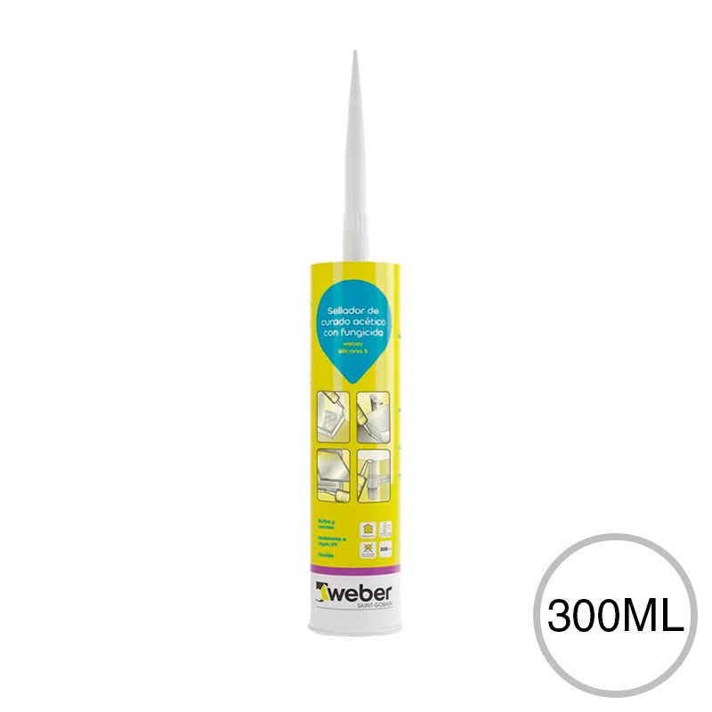 Sellador silicona S curado acetico fungicida interior transparente cartucho x 300ml