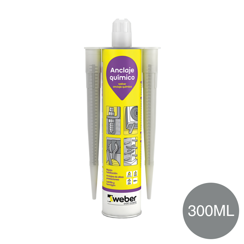 Anclaje quimico resina poliester bicomponente alto rendimiento gris cartucho x 300ml